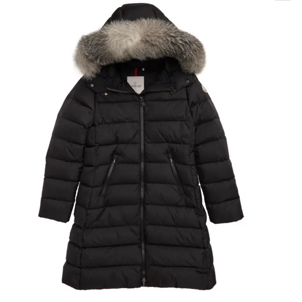 Moncler Abelle Puffer w/ Genuine Blue Fox Fur Trim